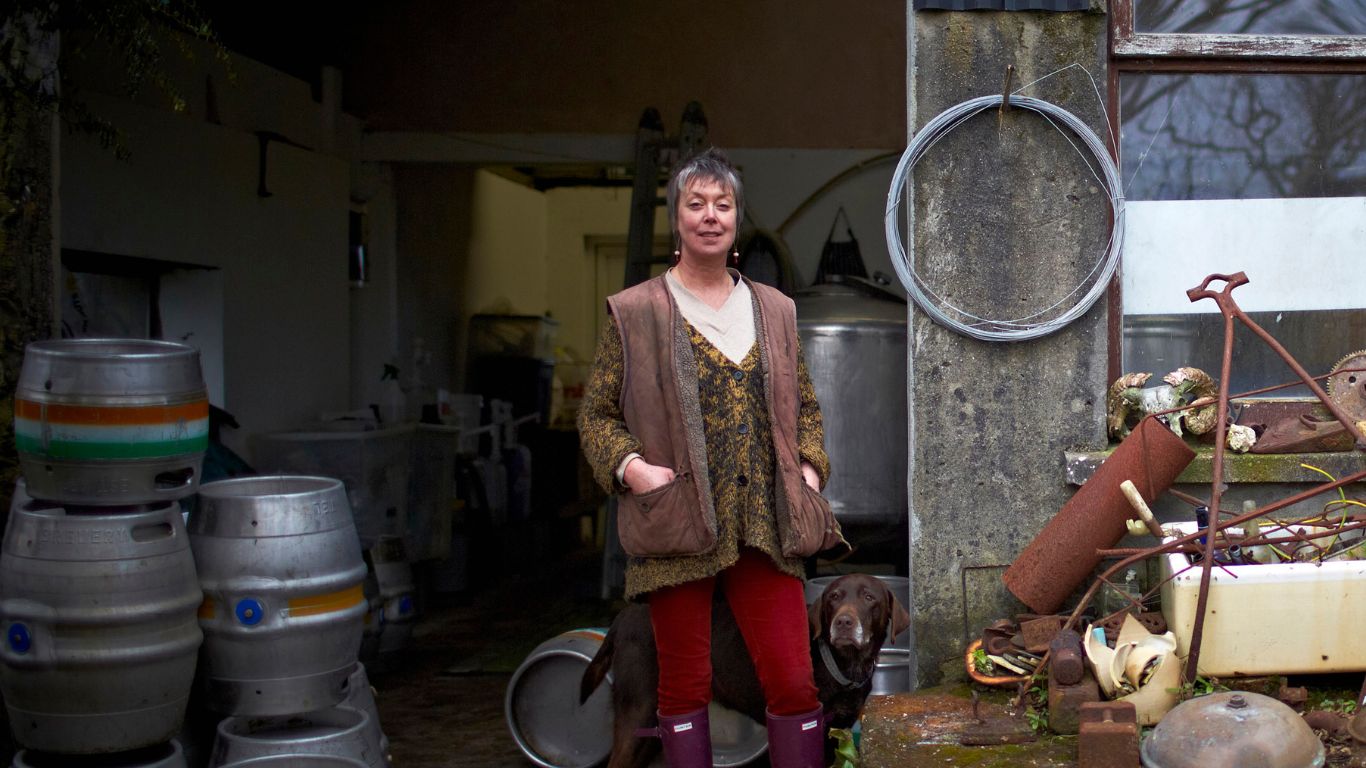 Owner of Tig Bhric and West Kerry Brewery Adrienne Heslin standing in brewery doorway.