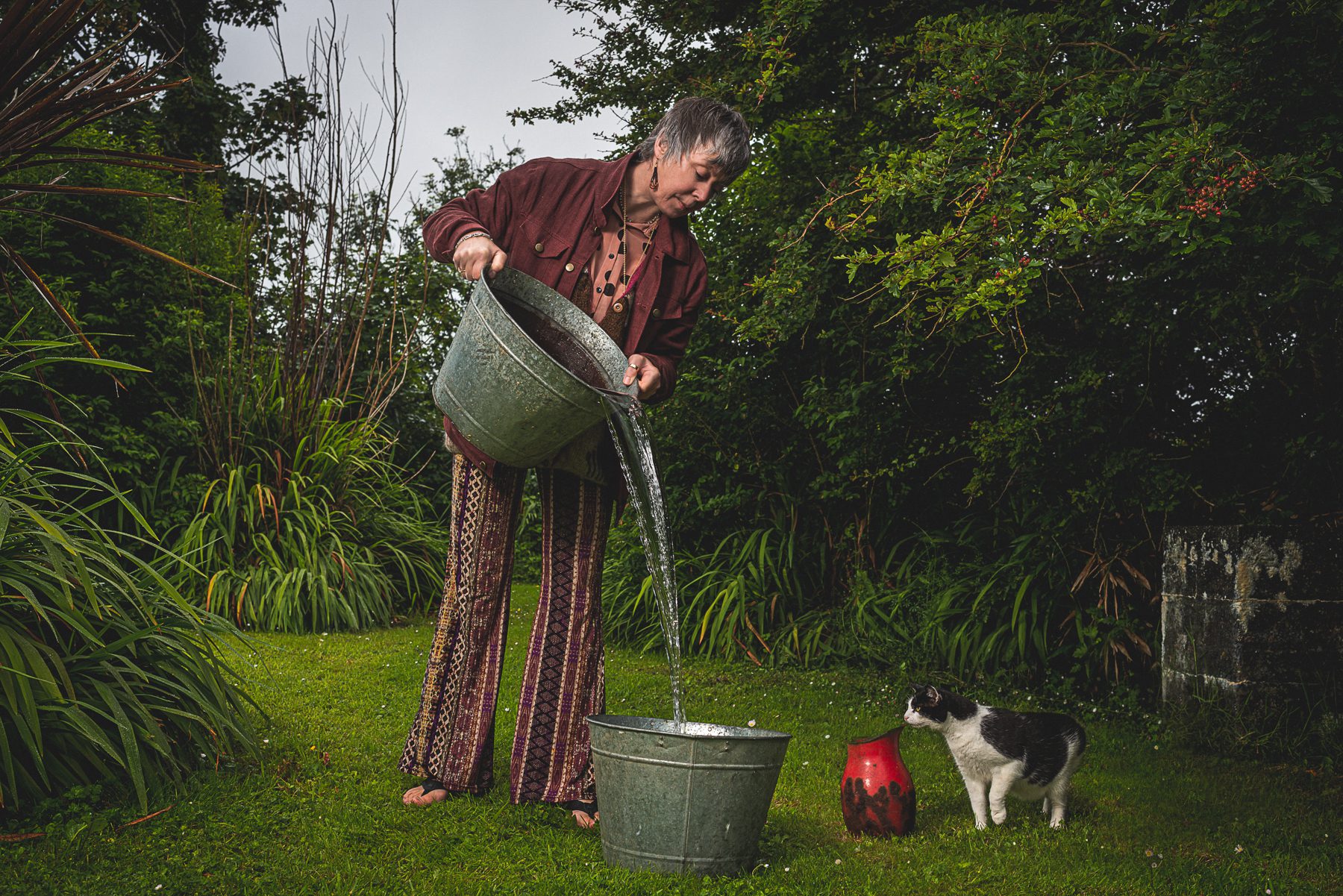 Adrienne making West Kerry Brewery beer in the garden